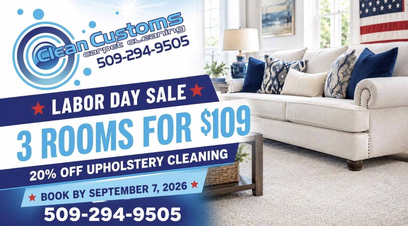 Labor Day Sale: 3 Rooms for $109 + 20% Off Upholstery Cleaning. Book by September 7, 2026.