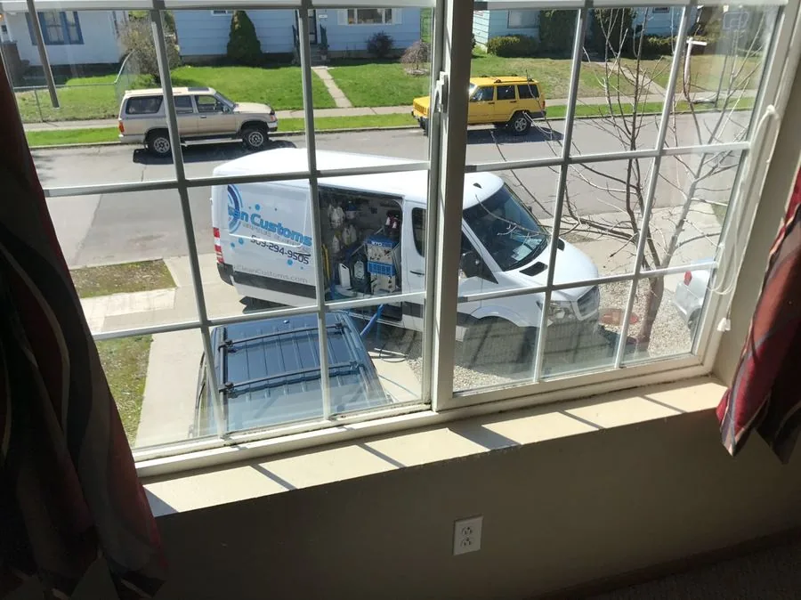 Clean Customs van at job site Spokane